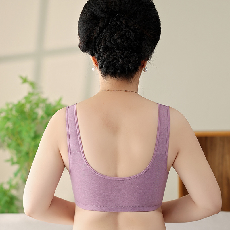新商品の前ボタンの中で老年の下着の女性の柔らかい綿の大きいサイズの無鋼の輪のベスト式のブラジャーのプリントの下着の女性|undefined