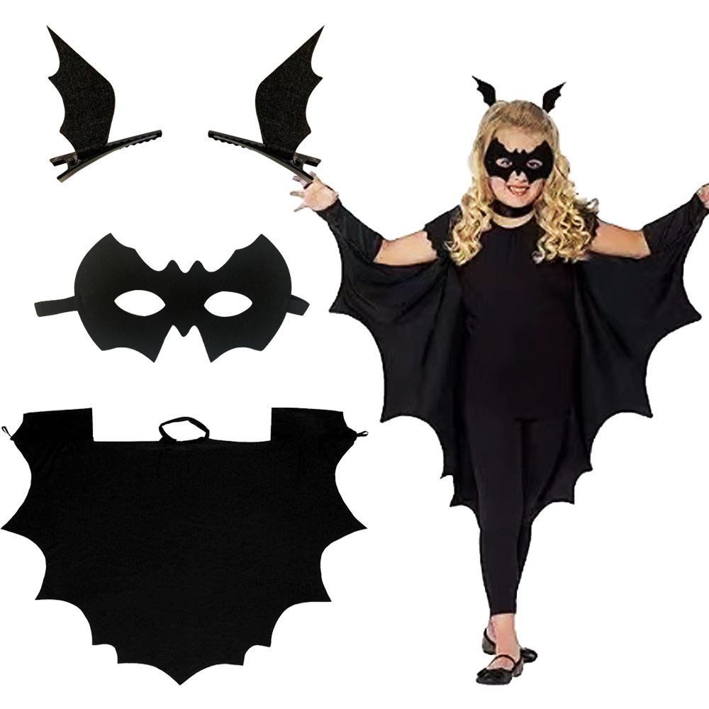Cross-border Explosions Halloween Cloak Bat-shaped Cloak Sleeve One-piece Black Cloak Set Amazon Hot Sale