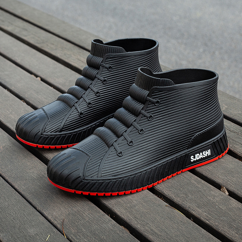 New rain boots men's waterproof shoes outdoor wear fashion student short tube Four Seasons work non-slip rain boots adult rubber shoes