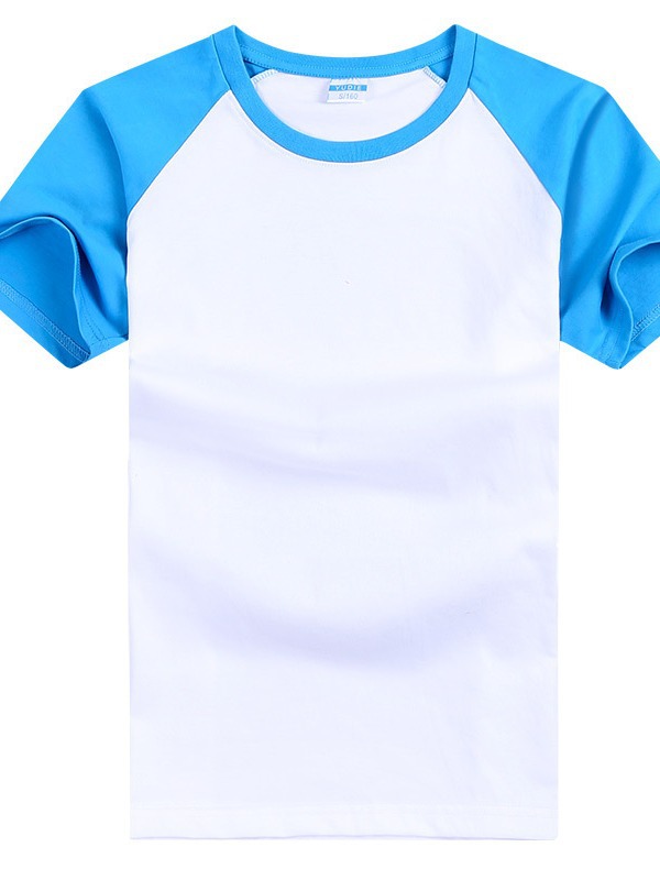 Spot round neck raglan short sleeve T-shirt men's and women's sports loose mosaic color half sleeve printing advertising shirt wholesale log