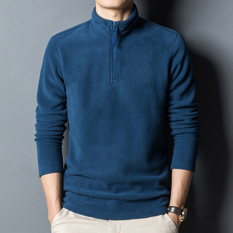 Autumn and winter sweater men's young and middle-aged stand collar polar fleece sweater bottoming shirt trendy top fleece half turtleneck thin
