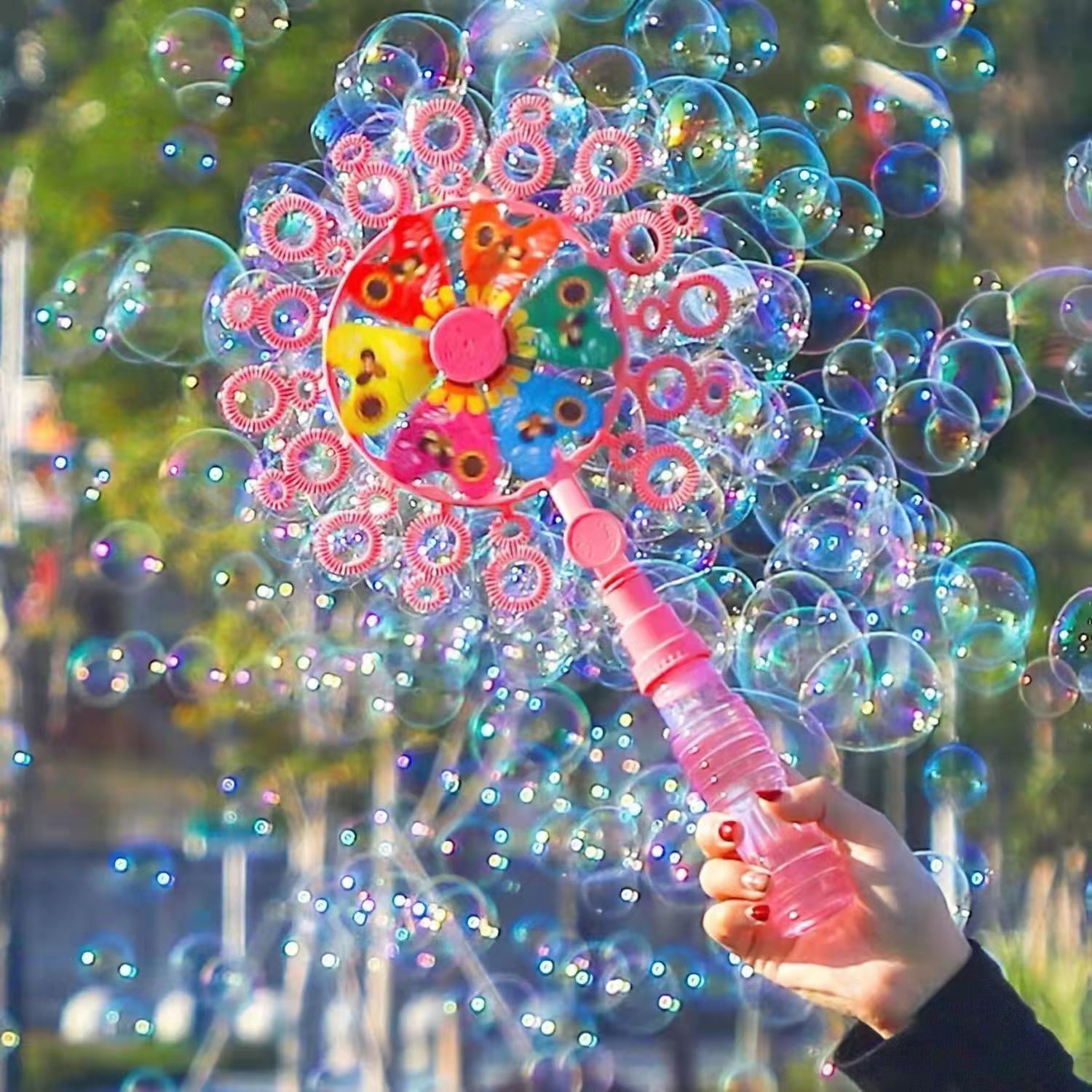 Children's windmill bubble machine girl ins Internet celebrity handheld bubble blowing stick toy stall night market toy wholesale