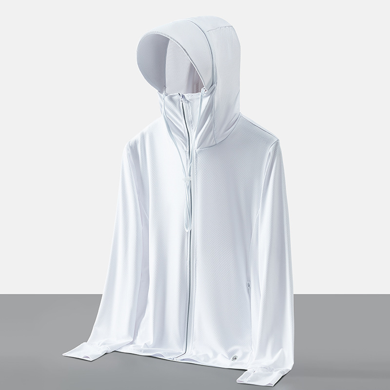 JiaoXia same style sunscreen clothing women's summer ice skin clothing anti-ultraviolet breathable detachable hat brim fishing clothing men