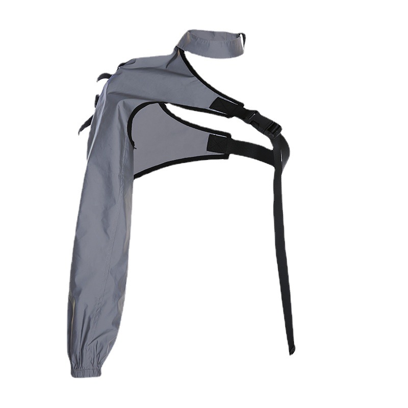 2020 Foreign Trade Cross-border Explosions Reflective Jacket New Personality Irregular Bag Buckle Long Sleeve Ribbon T-shirt Blouse