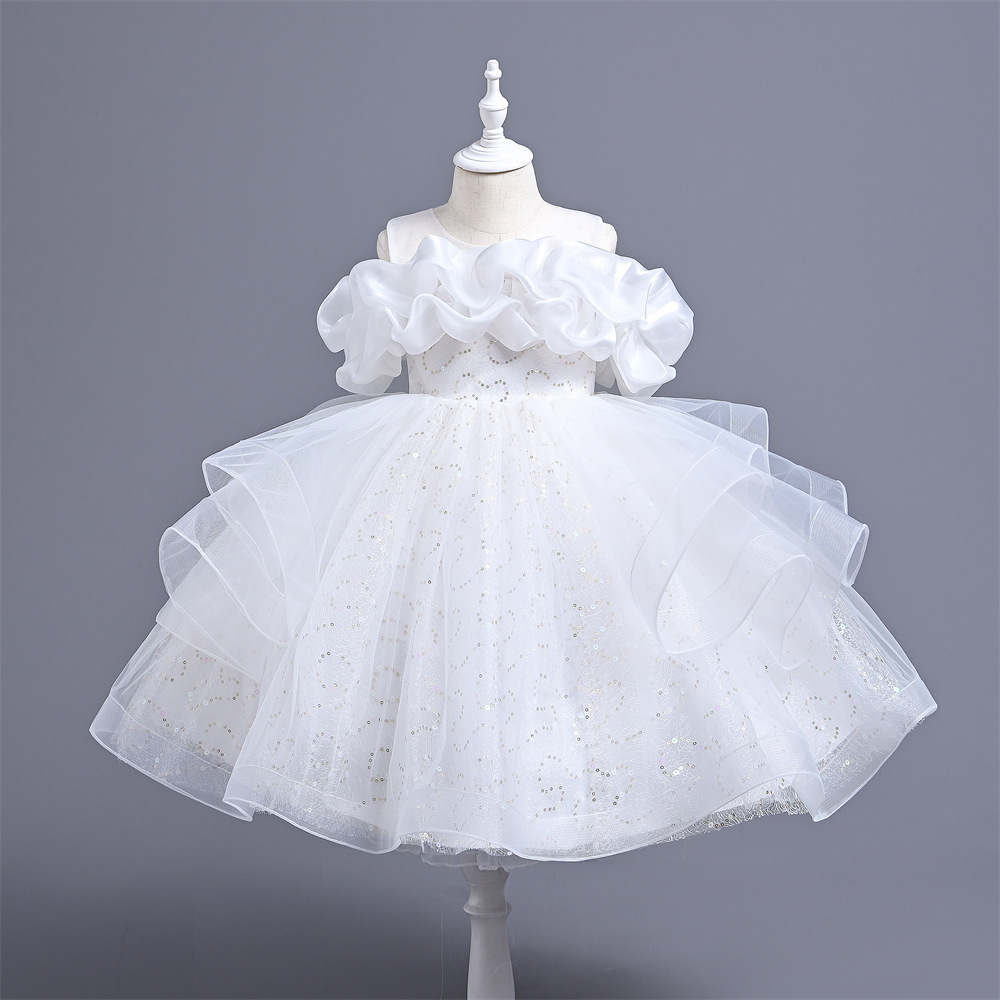 Girls' new dress sequined princess dress piano performance children's dress Western style children's clothing one-year-old baby gift dress