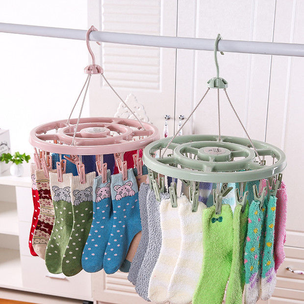 Household Windproof Thickened Disc Hanger 12 Clip 18 Clip 24 Clip Drying Socks Rack Multifunctional Clip Underwear Drying Hanger
