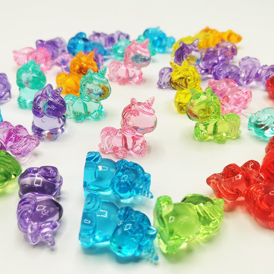 Cartoon Unicorn Acrylic Crystal Transparent Pendant Playground Children's Grab Toy Animal Blind Box Jewelry