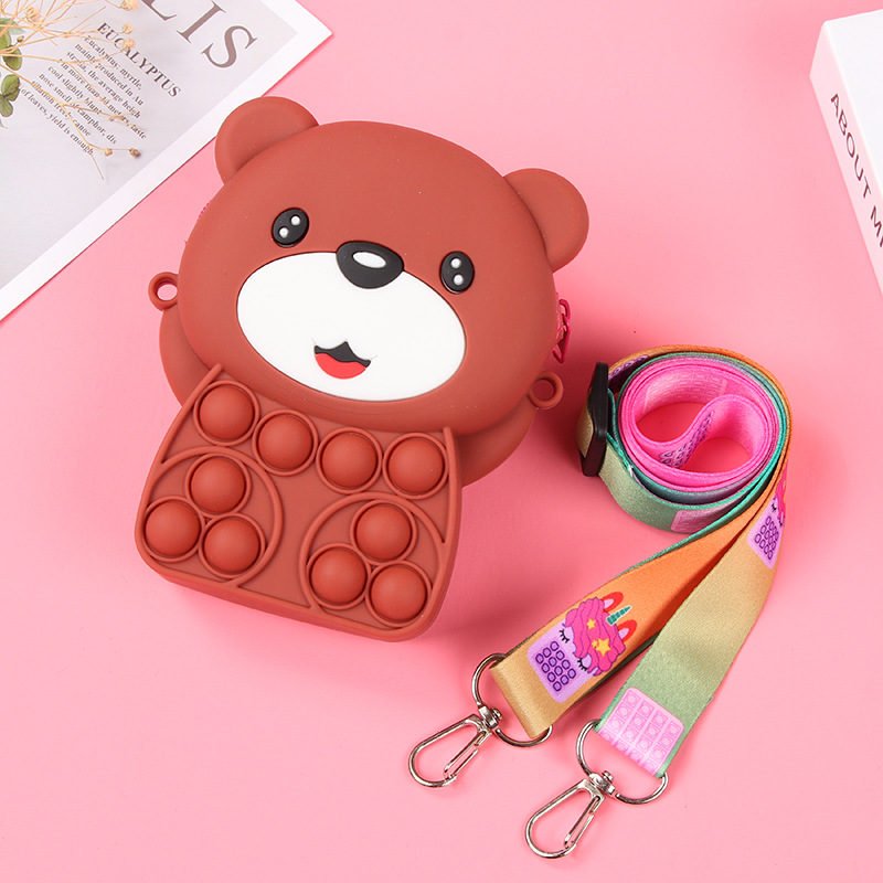 Cross-border Explosions Bear Silicone Coin Purse Children's Cartoon Crossbody Bag Bubble Unpacking Cute Toy Backpack