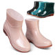 Plastic 3508 short rain boots women's water shoes low tube PVC beef tendon thick bottom fleece-lined solid color work shoes rain boots waterproof