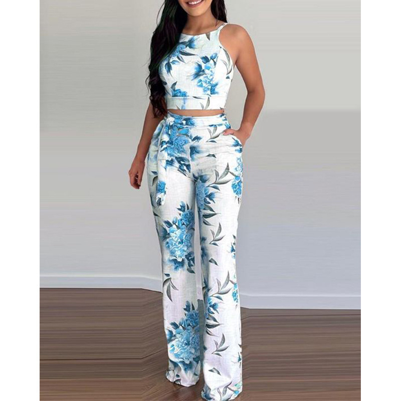 Foreign trade Amazon 2022 Europe and the United States new urban leisure printing women's pants set