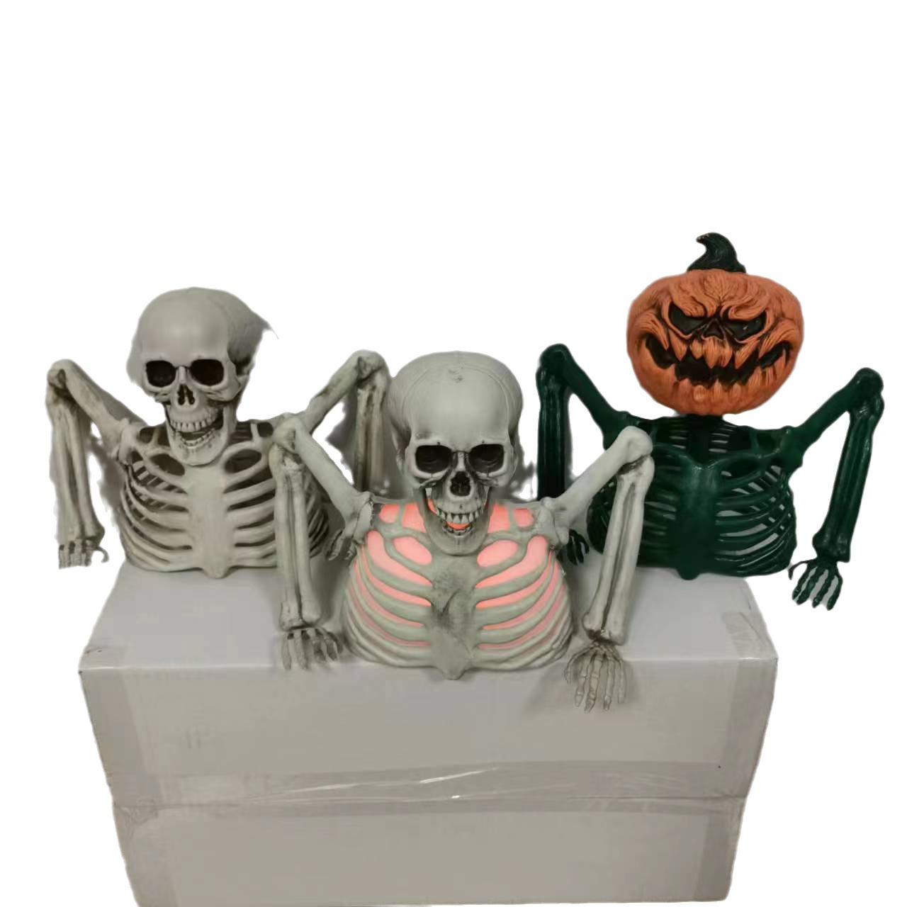 New Halloween haunted house decoration electric half-body luminous skull trick horror toy thriller props wholesale