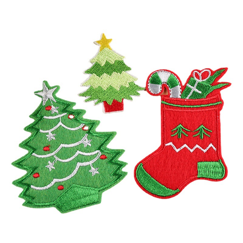 According to embroidery computer embroidery chapter cute Christmas tree boots shoes gift embroidery cloth stickers clothes decoration patch