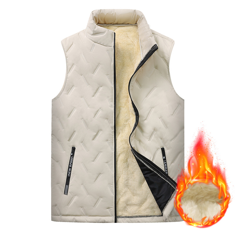 Factory Direct cotton vest men's lambswool vest fleece-lined thick warm vest winter outer wear waistcoat