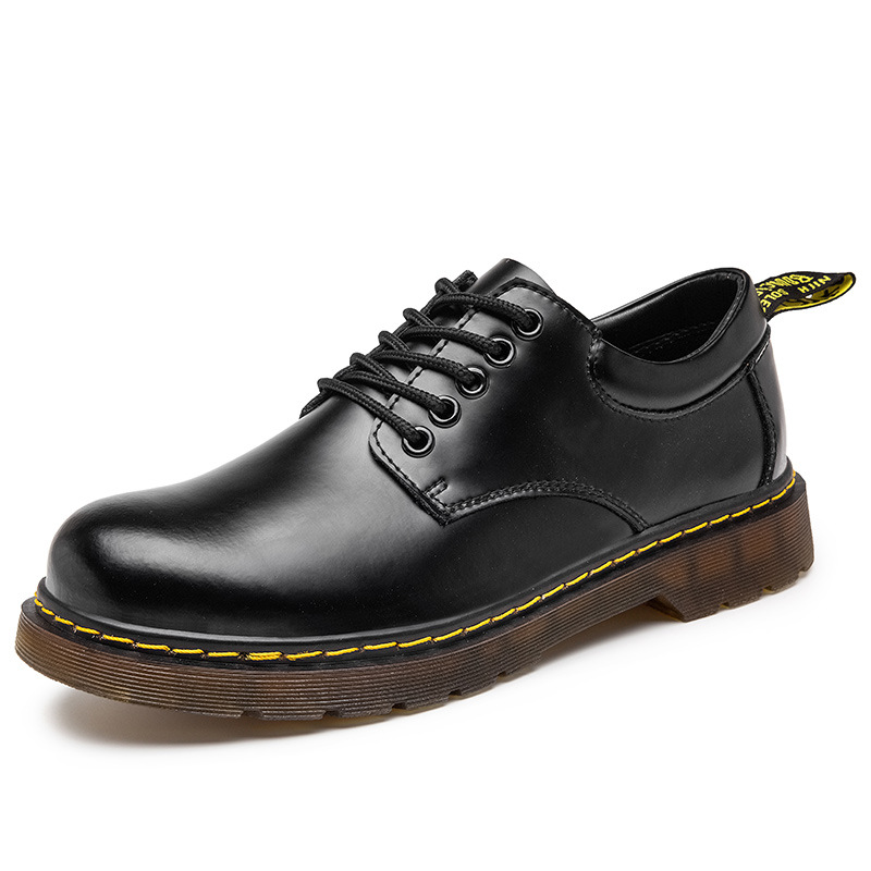 Men's Shoes 2021 Spring New Low-top Big-head Black Tooling Martin Shoes Men's All-match British Casual Leather Shoes