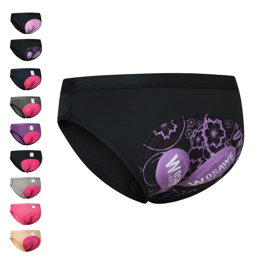 WOSAWE Cross-border Supply Women's Riding Sports Underwear 3D Thickened Silicone Cushion Briefs Lightweight Quick Drying