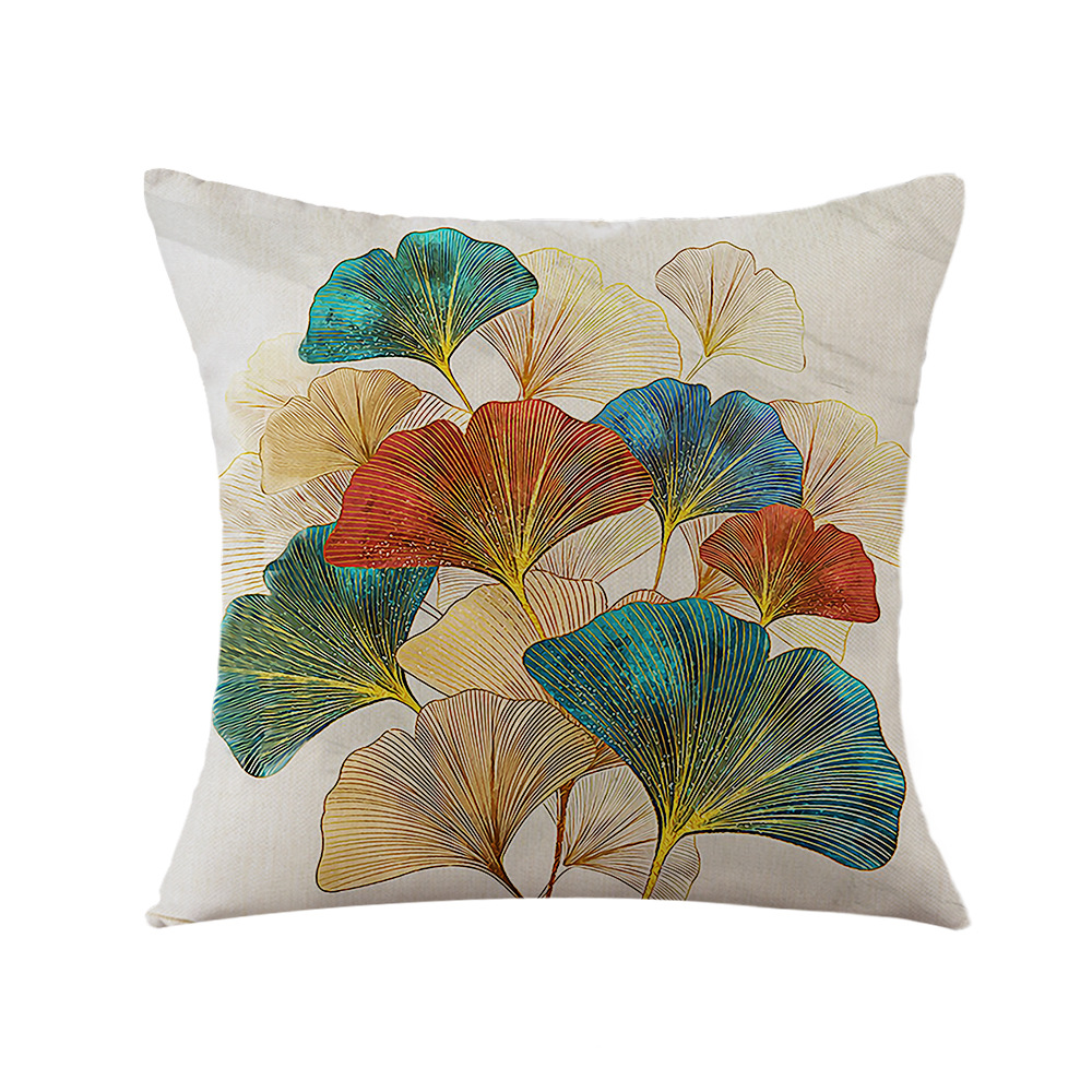 Pillow Custom Amazon Explosions Home Ginkgo Plant Printing Car Pillow Bedside Cushion Pillow Case Wholesale