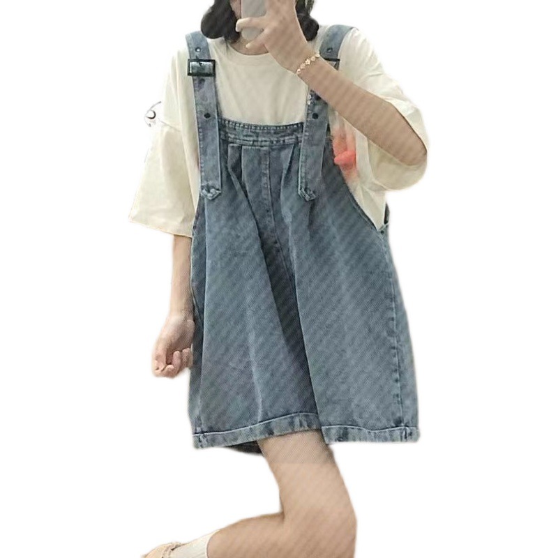 Milk Salt Style Small Sweet Fresh Strap Jeans Women's Age-reducing Summer New High Waist Loose Fashionable Pants