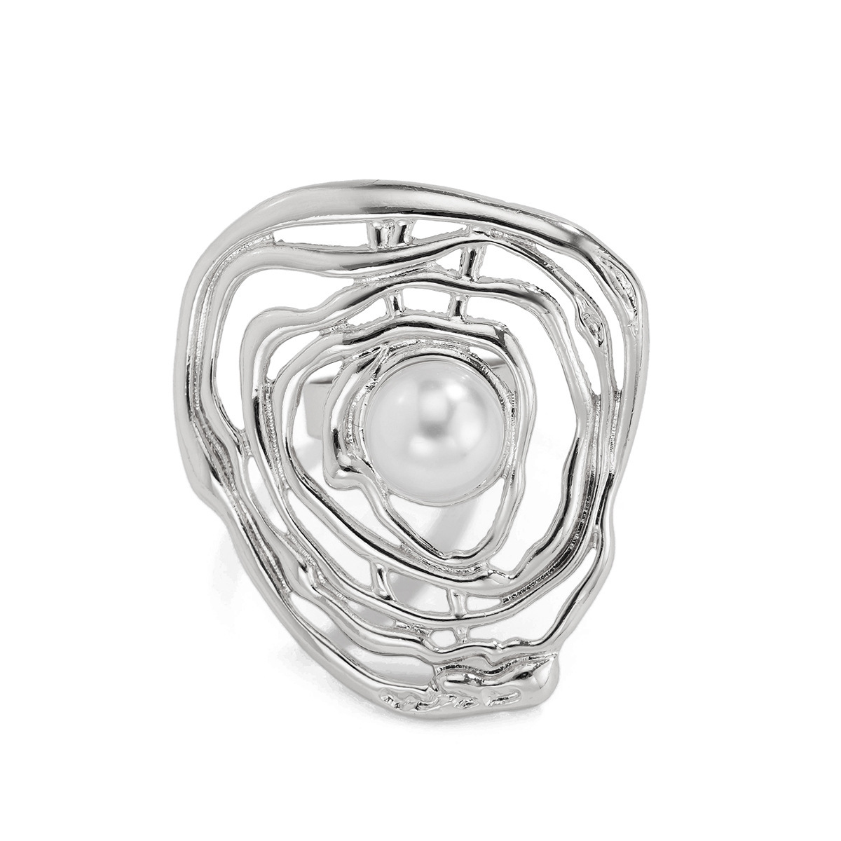 Europa e Stati Uniti transfrontaliero ins esagerato metallo vento piega perla anello personalità dolce fresco linea anello aperto anello_voghion.com