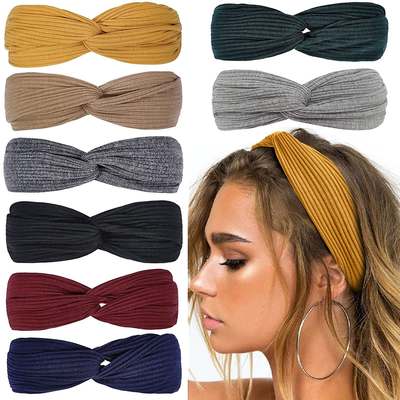 Face Washing Hair Band Cross-border Europe, America, Japan and South Korea Yoga Sports Moon Headband Hair Band Cross Knitted Thread Headwear Hair Accessories