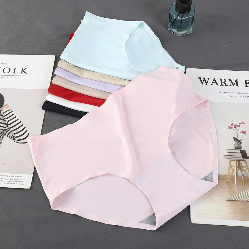 Simple Solid Color One-piece Non-marking Girl's Ice Silk Thin Breathable Pin-fit Non-sensitive Women's Briefs Underwear
