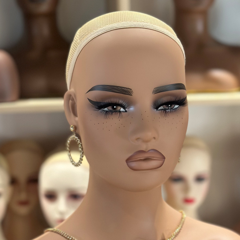 Factory Direct Sales New European and American PVC half shoulder head model wig display props skin color model head in stock