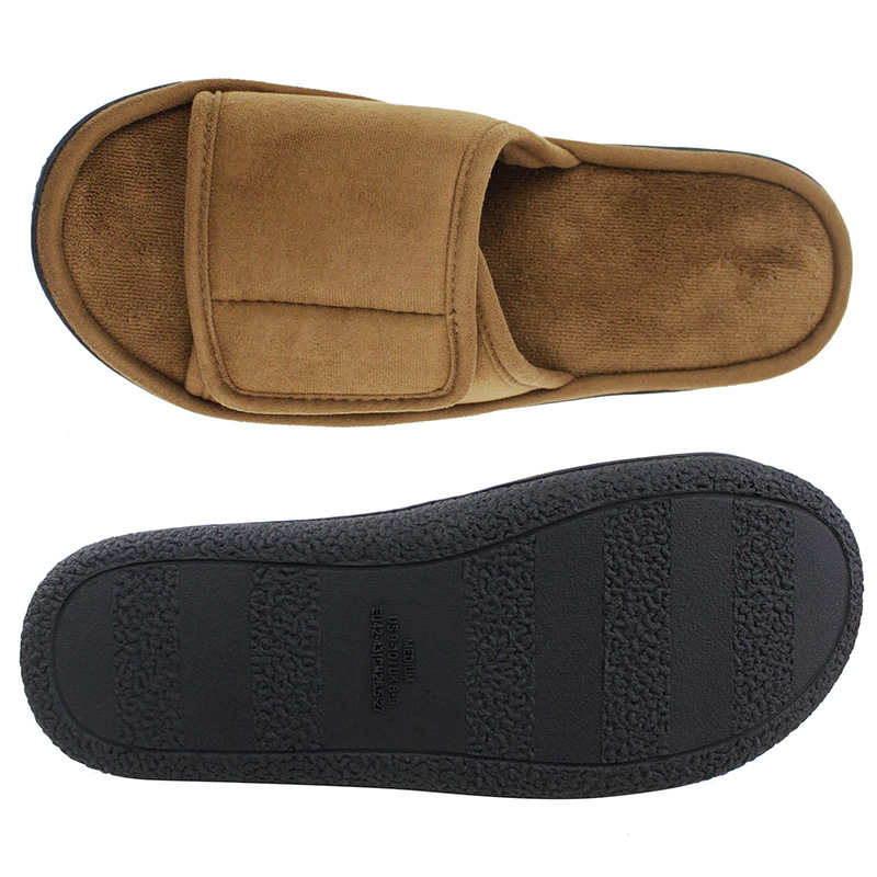 Men's Cross-border Mute Slippers Spring and Summer Open Toe Breathable Floor Soft Bottom TPR Pressed Cloth Bottom Machine Washable for Men