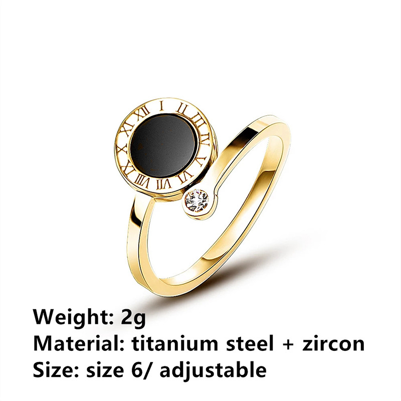 Star and European Roman numeral shell titanium steel ring open ring ring ring ring 18K gold jewelry