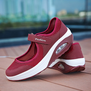 2024 foreign trade shoes outdoor wholesale wish summer women's shoes mother shoes mesh shoes hook and loop large size 42