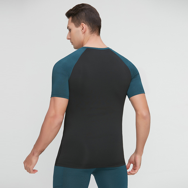 Men's PRO Fitness Short-sleeved Amazon Tight-fit Running Training Sportswear High Elastic Sweat-wicking Quick-drying Top T-shirt