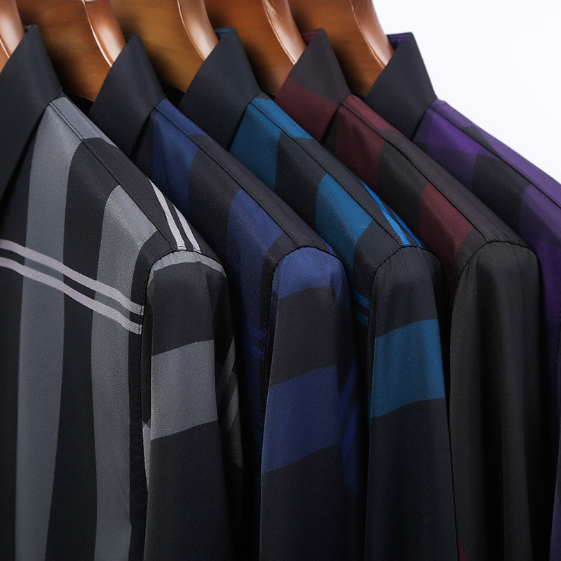[Factory direct] 2022 Spring and Autumn Men's Long Sleeve Shirt Young and Middle-aged Leisure Fashion Breathable Striped Shirt