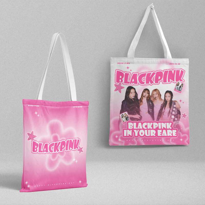 Blackpink帆布袋 36x39cm 明星周邊學生手提包購物袋文件袋批發