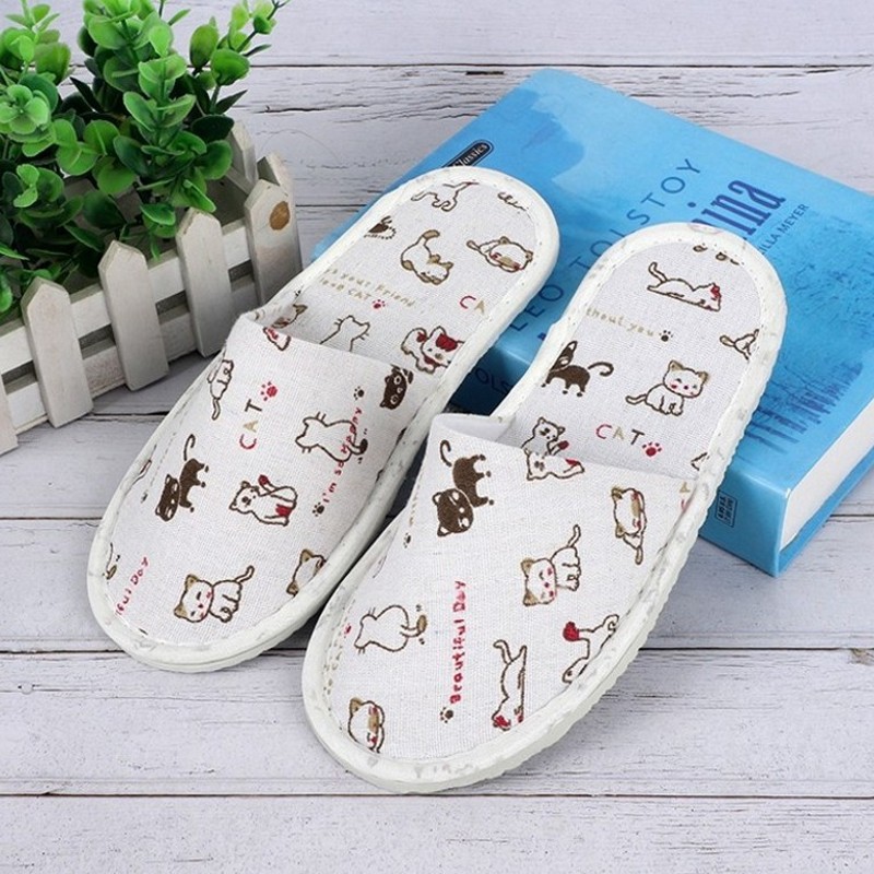 in stock supply disposable cartoon pattern slippers hotel hostel home hospitality willow leaf pattern bottom can be wholesale