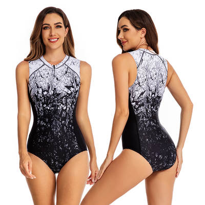 European and American Foreign trade one-piece sleeveless vest surfing suit sun protection women's swimsuit diving suit swimsuit Aoni flower 121009