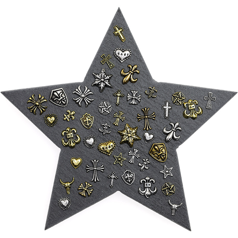 Japanese Nail Jewelry Antique Cross Alloy Retro European and American Personality Nail Punk Style Ancient Gold and Silver Black