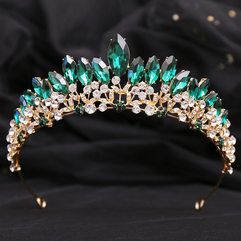 H1411 new European and American alloy color bride Crown wedding dress crown headdress holiday Crystal Crown wholesale