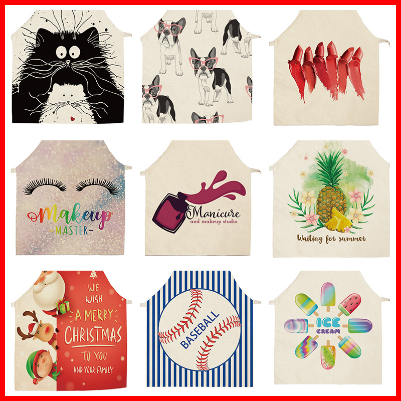 Creative Advertising Promotion Household Anti-fouling Waterproof Polyester Apron Making Foreign Trade Cute Cat Gift Sleeveless Apron