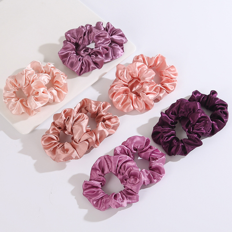 New autumn and winter French large intestine hair ring 12 piece set simple satin hair ring large intestine ring hair rope women's Korean head rope