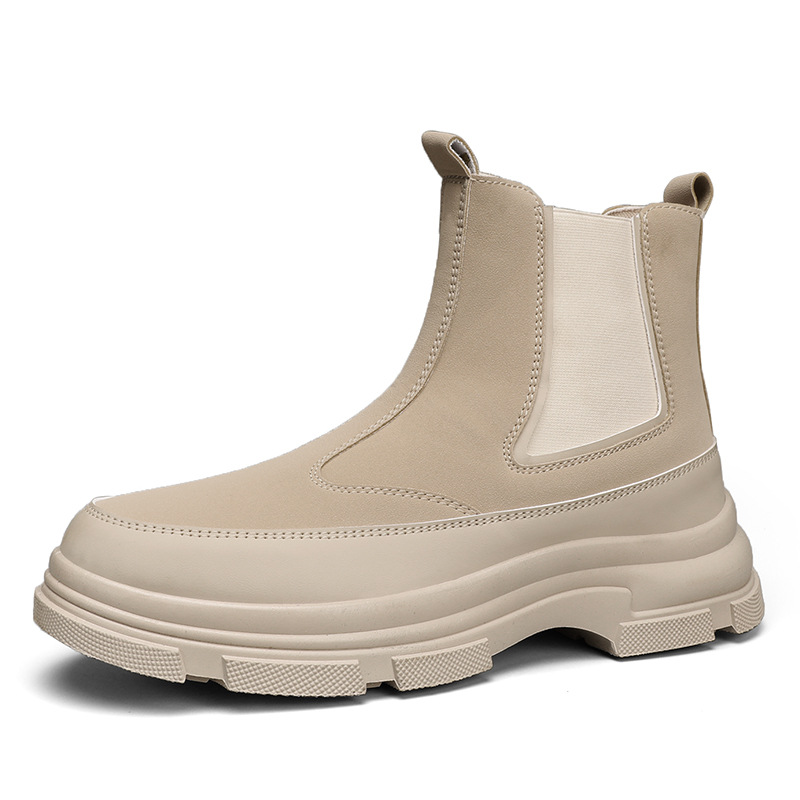 Chelsea boots men's high-top British style thin slip-on non-slip wear-resistant boots trendy all-match high-grade boots men