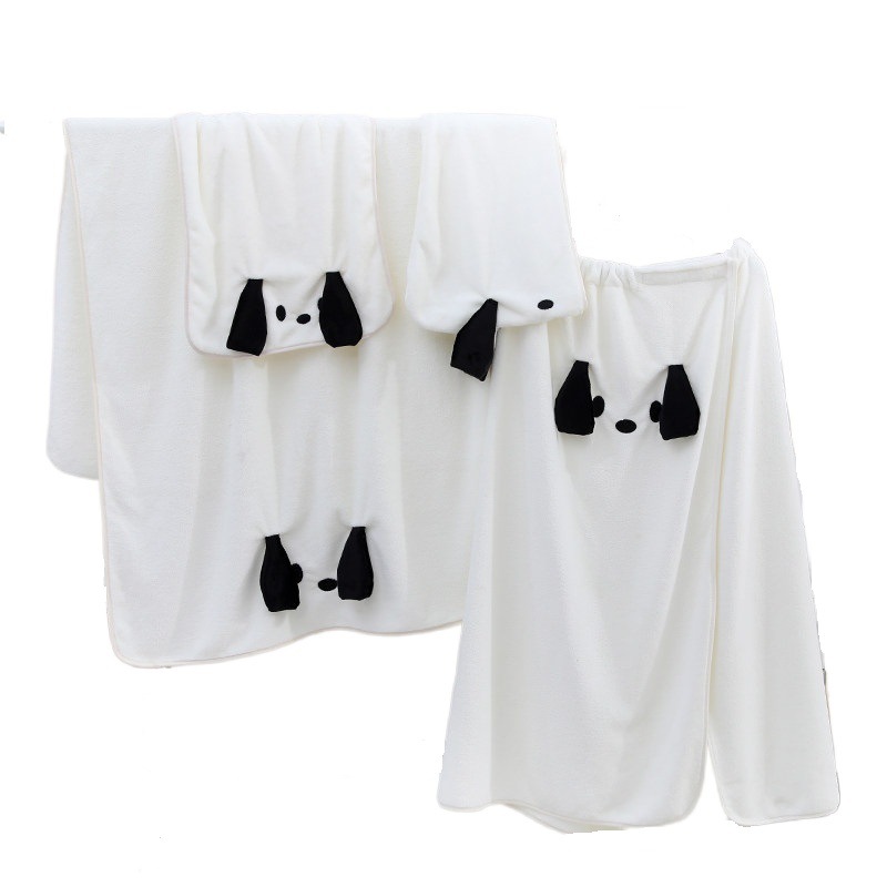 Big Ear Dog Bath Cap Hacha Dog Bath Skirt Towel Dry Hair Cap Bath Towel Four-Piece Coral Fleece Bath Water Absorbent No Hair