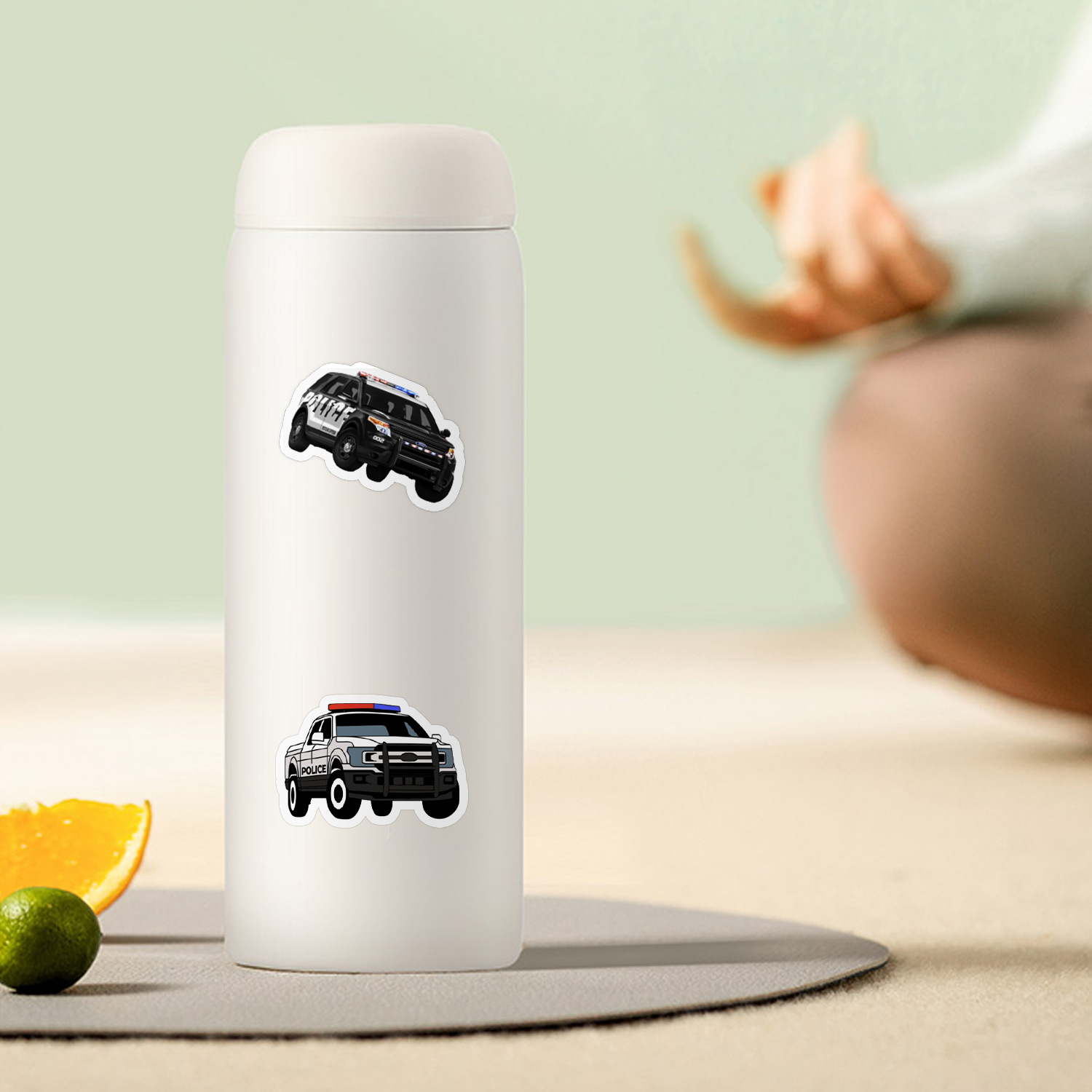 50 children's cartoon police car stickers mobile phone Cup computer decoration stickers notebook hand account waterproof stickers