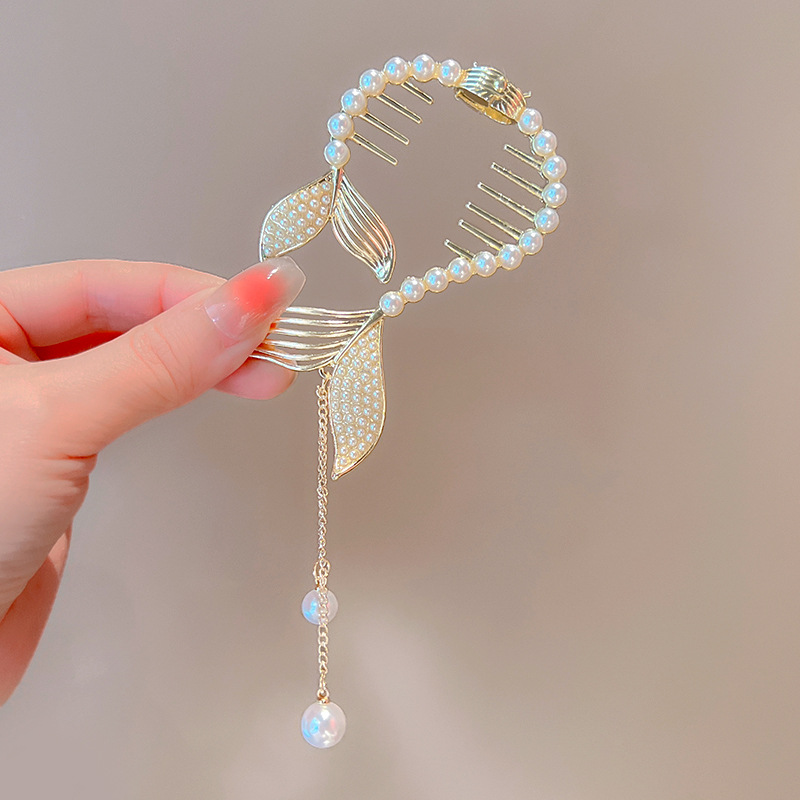 Super fairy Camellia tassel hairpin female high-grade sense back Head Ball head updo artifact temperament hair clip headdress summer_voghion.com