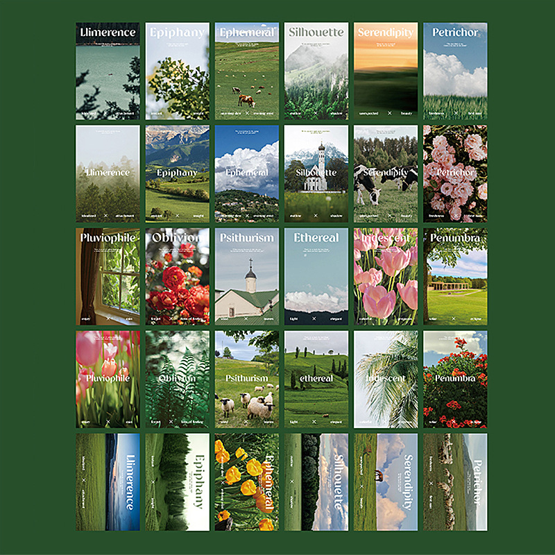 30 Nordic Postcards ins Dormitory Decoration Wall Stickers Cards White Cardboard Scenery Stitching Painting Jewelry Box Photos