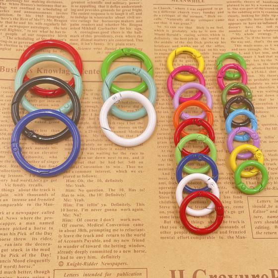Color alloy Paint Spring buckle round opening spring ring ring buckle earphone key chain diy jewelry accessories