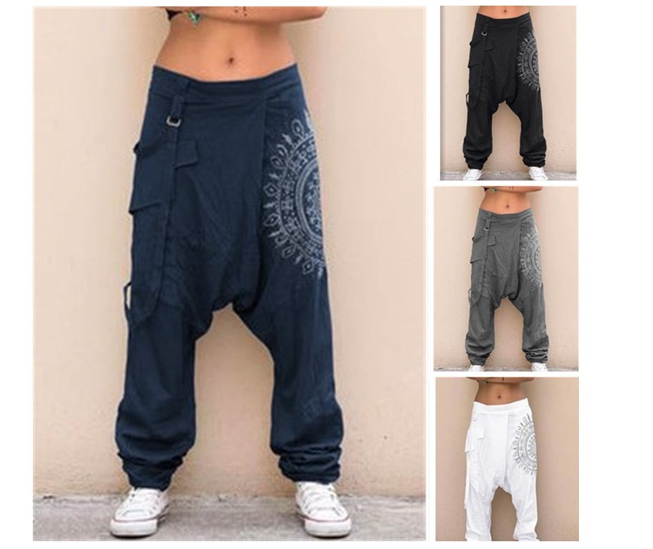 Cross-border foreign trade 2020 explosions European and American women's clothing printing casual crotch harem pants