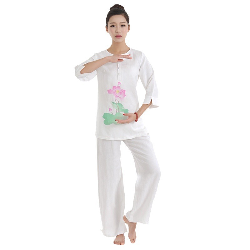 Chinese style yoga clothes Zen Women's meditation clothes suit cotton and linen plus size Zen tea clothes traditional Chinese medicine health care workwear 1073