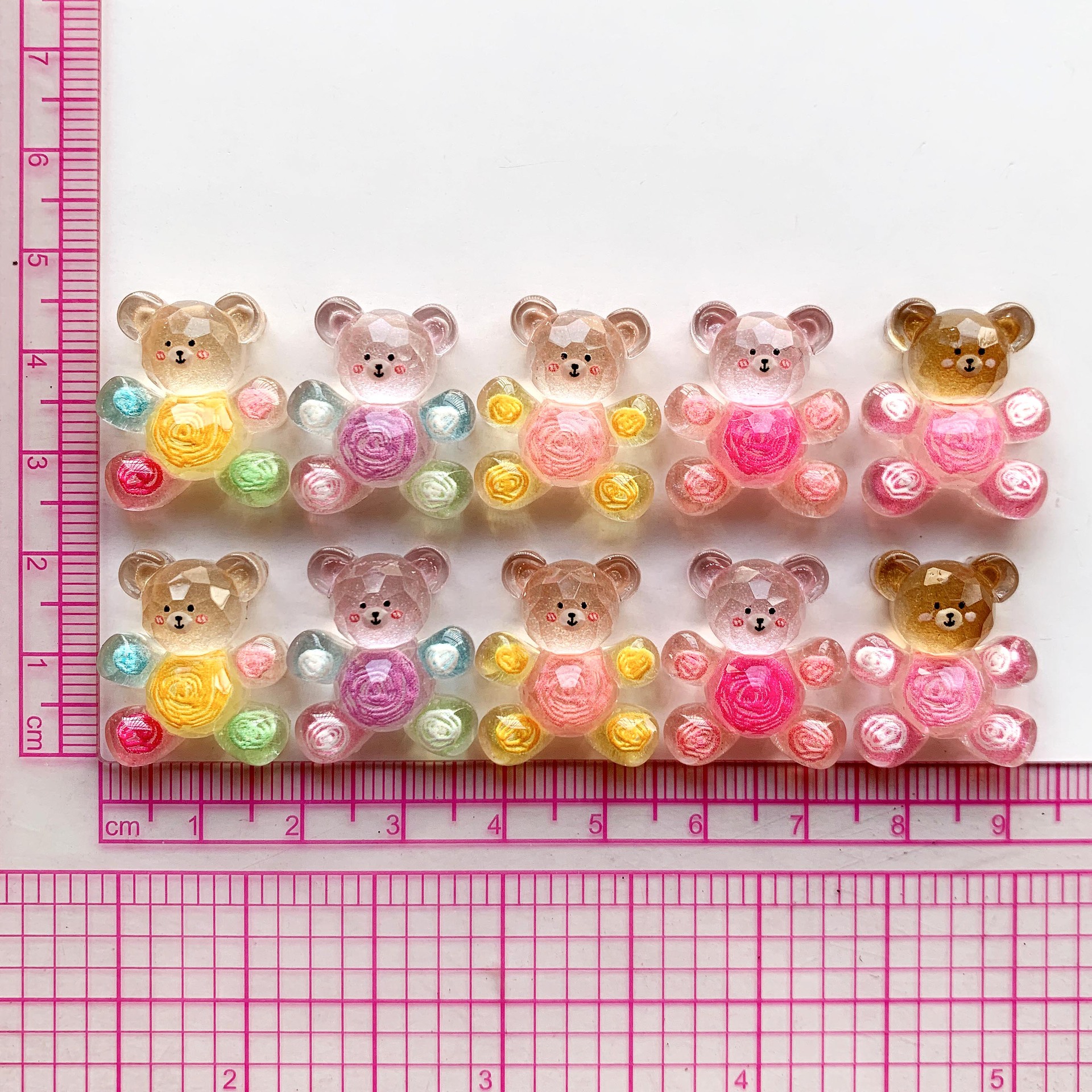 High transparent pearlescent cut cartoon graffiti bear AB glue resin accessories diy jewelry accessories handmade hair accessories material