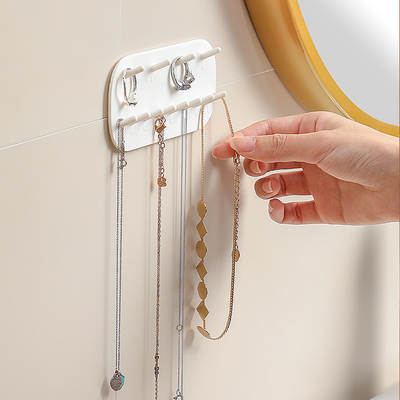 Jewelry storage hook wall-mounted punch-free ring earrings necklace rack household women's jewelry seamless sticky hook