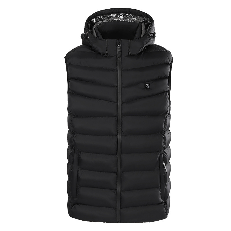 Cross-border cotton-padded vest cotton-padded coat men's stand collar heating vest electric heating cotton vest intelligent constant temperature heating warm cotton-padded coat
