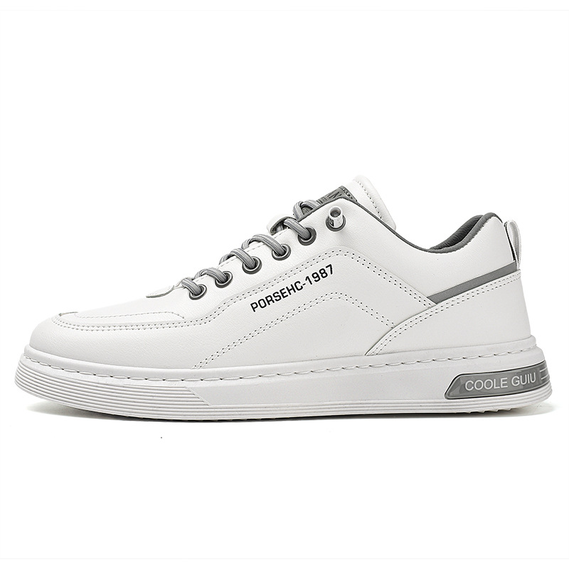 Board Shoes Men's White Shoes 2023 Spring and Autumn New Men's Casual Shoes Korean-style All-match White Leather Sneakers