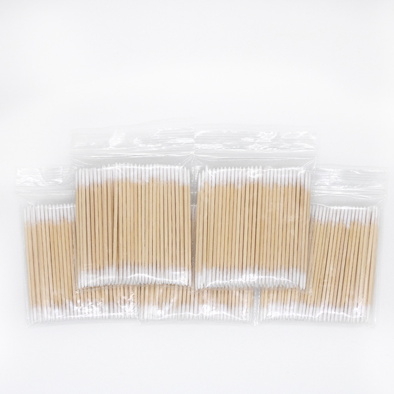 Tattoo embroidery pointed mouth 7CM double-headed cotton swab eyebrow tattoo fog eyebrow floating lip small cotton swab makeup cotton stick wooden cotton swab pointed cotton swab
